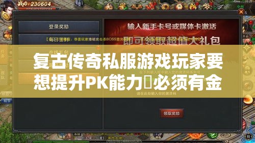 复古传奇私服游戏玩家要想提升PK能力還必须有金币和高級套服